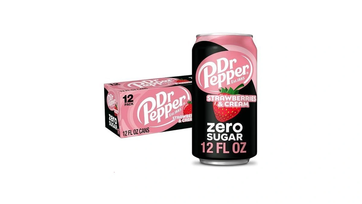 Dr Pepper Zero Strawberries And Cream Soda, 12 Fl Oz