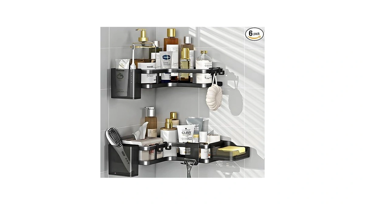 Aestheliv Adhesive Corner Shower Caddy Hanging - 6 Pack Rustproof