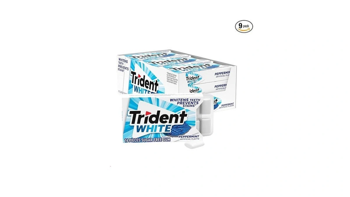 Trident White Peppermint Sugar-free Chewing Gum, 9 Packs Of 16