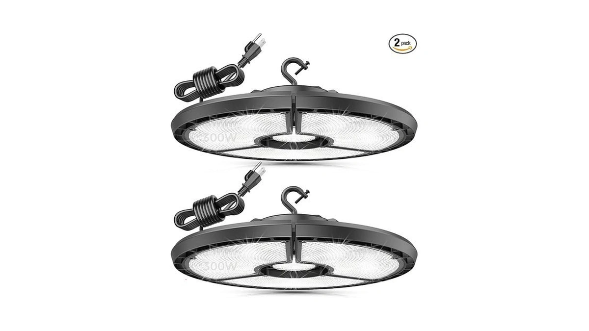 300w 2 Pack Led Deformable High Bay Light, 24000lm 6000k