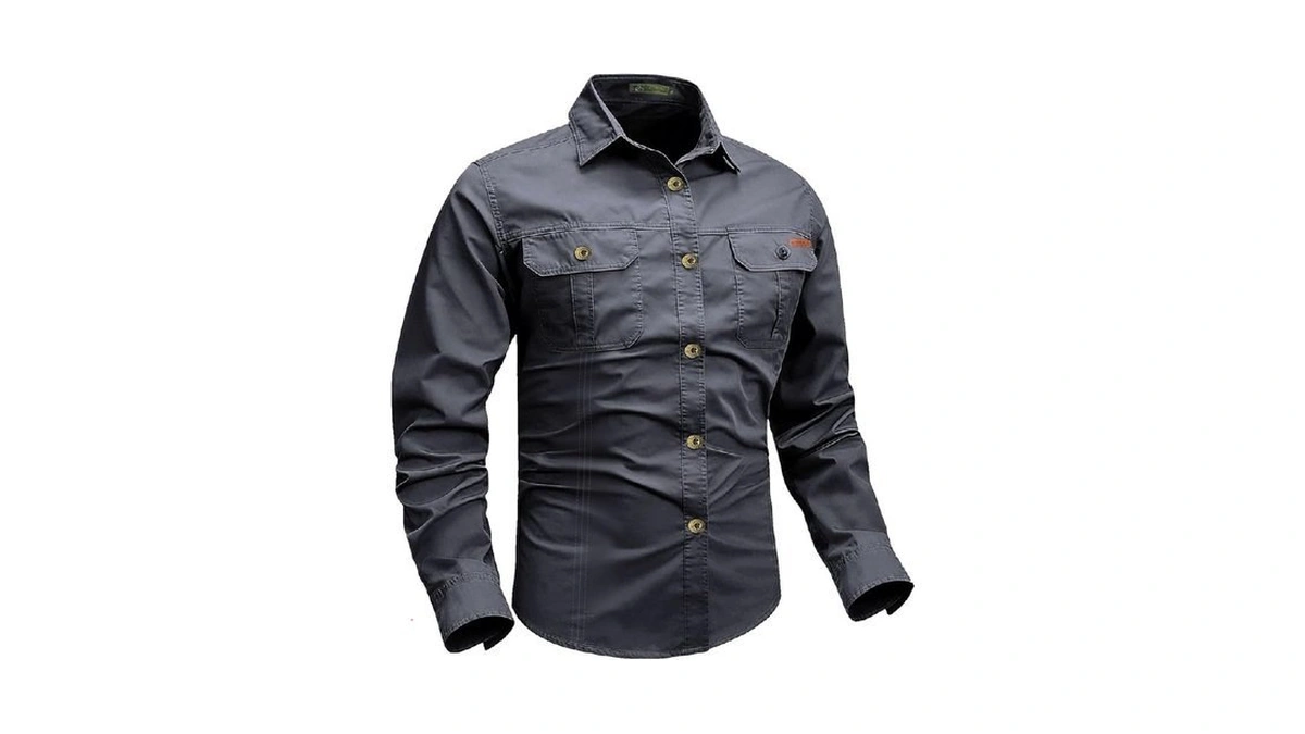 Zyvrenix Men's Long Sleeve Button Down Shirts With Pockets Dark