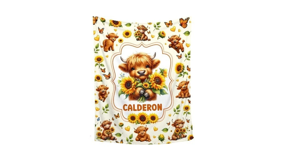 Custom Highland Cow Blanket,personalized Throw Blankets With Name