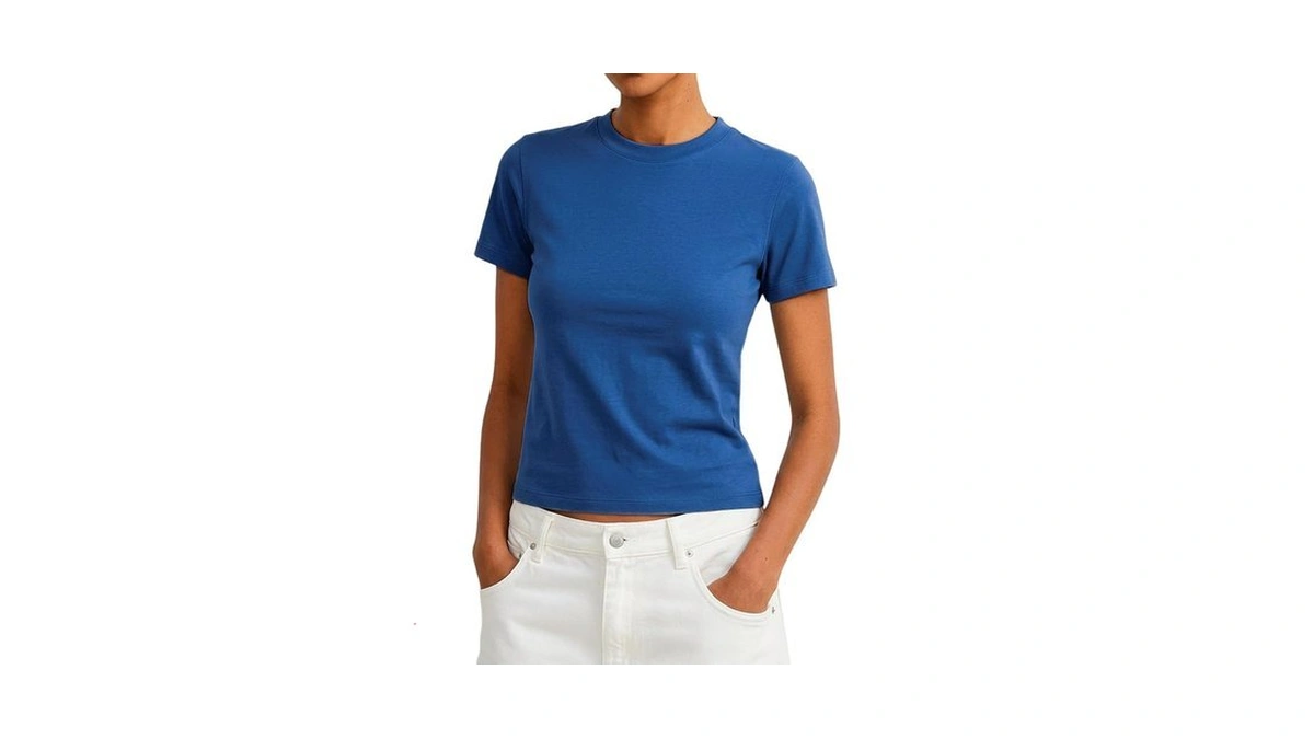 Prettywear Women Cotton Blend T Shirts Crew Neck Short Sleeve