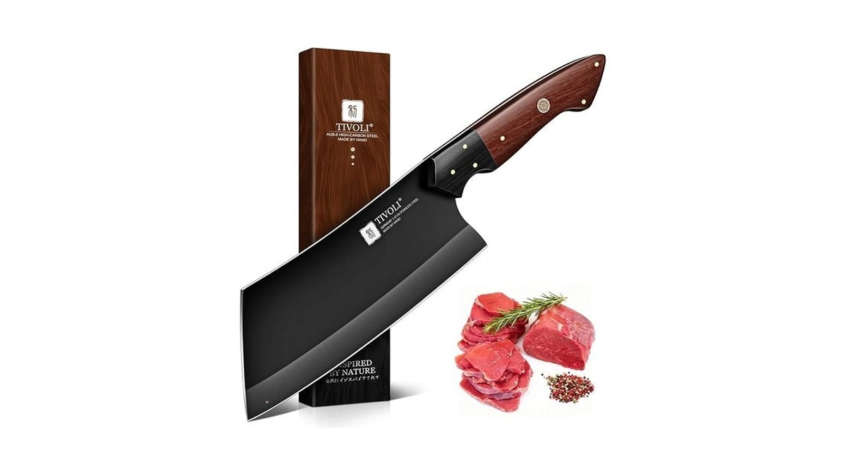 Tivoli Meat Cleaver Knife 7 Inch - Black Butcher Knife