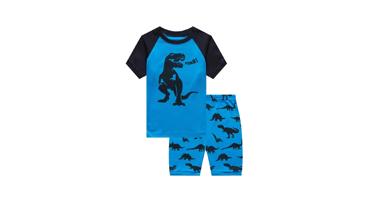Family Feeling Little Boys Dinosaur Pajamas Short Sets 100% Cotton