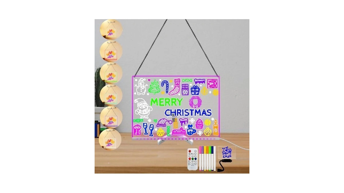 Fincoly Led Note Board With Hanging Chain, 15 X 12