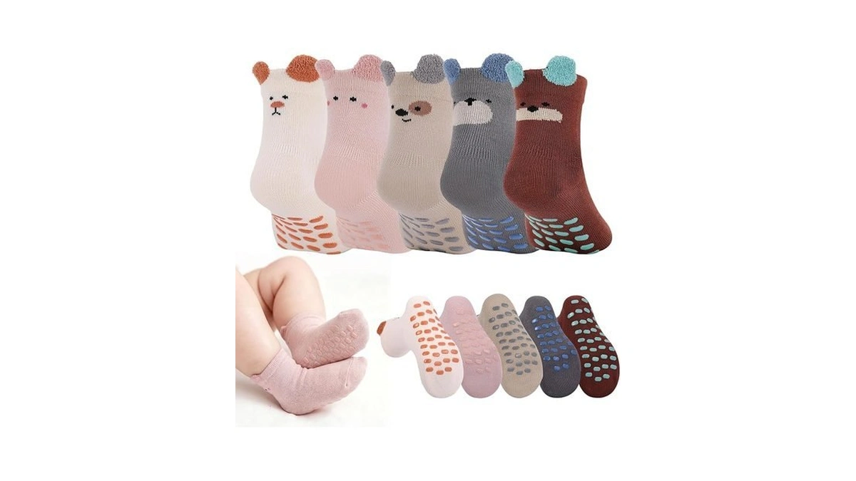 Jspupifip 5 Pairs Baby Non Slip Floor Socks Fluffy 3d