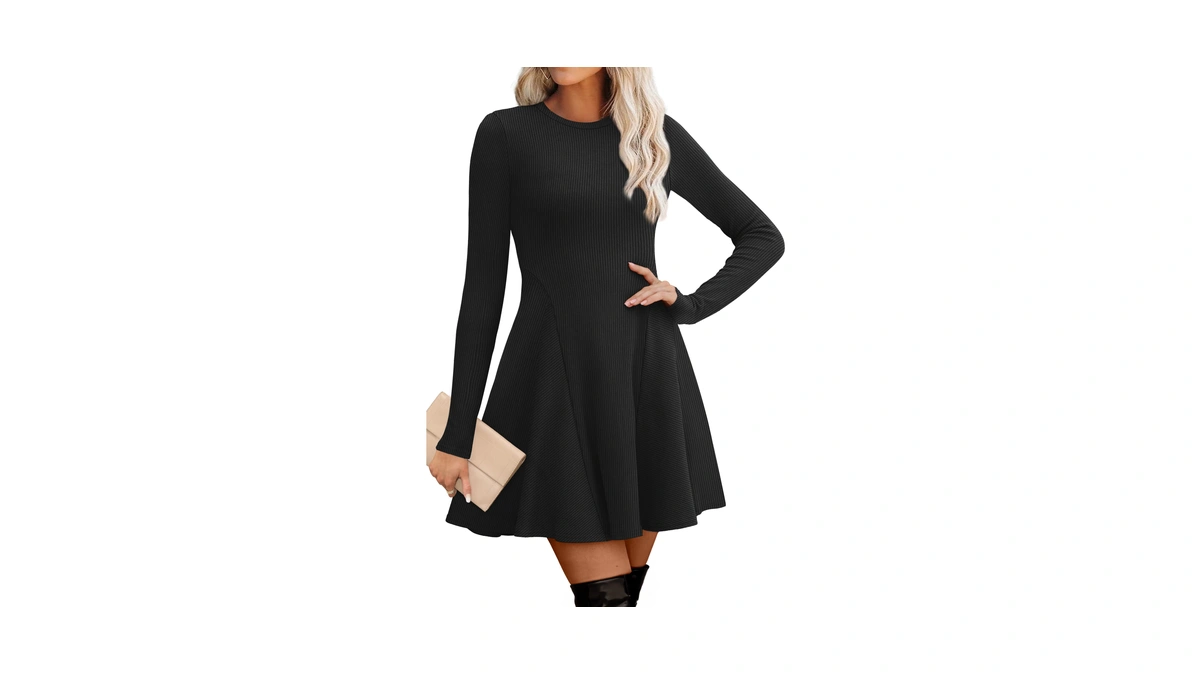 Ofeefan Homecoming Dresses Flowy Black Dresses For Women Long Sleeve