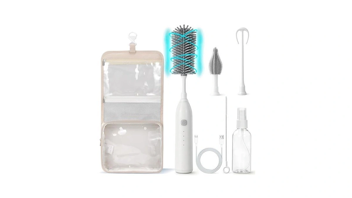 Electric Baby Bottle Brush Cleaner, 7-in-1 Portable Cleaning Set