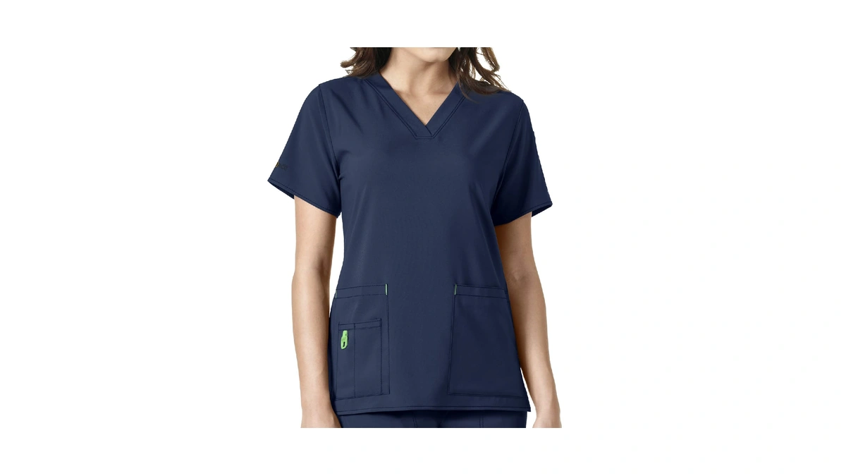 Carhartt Cross-flex Women's V-neck Scrub Top, Navy, S