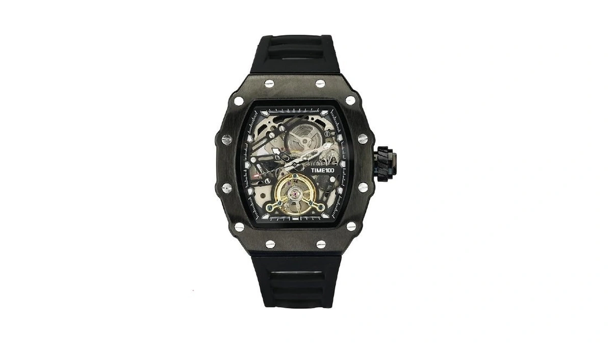 Time100 Automatic Mechanical Watches For Men Skeleton Square Big Face