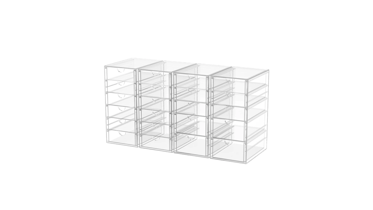 Caktraie 4-pack 22-drawer Acrylic Storage & Makeup Organizer For Desk