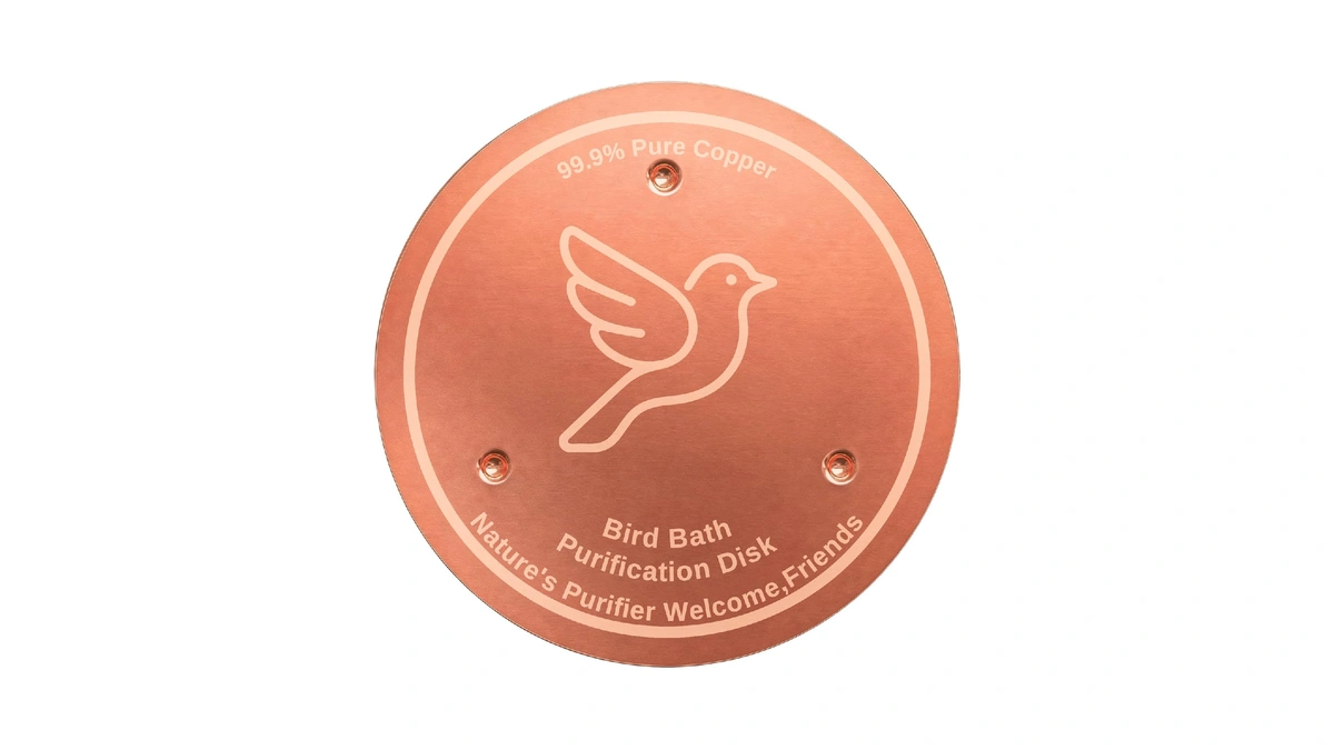 Azomabox Copper Disc For Bird Bath, 99.9% Pure Copper (dove)