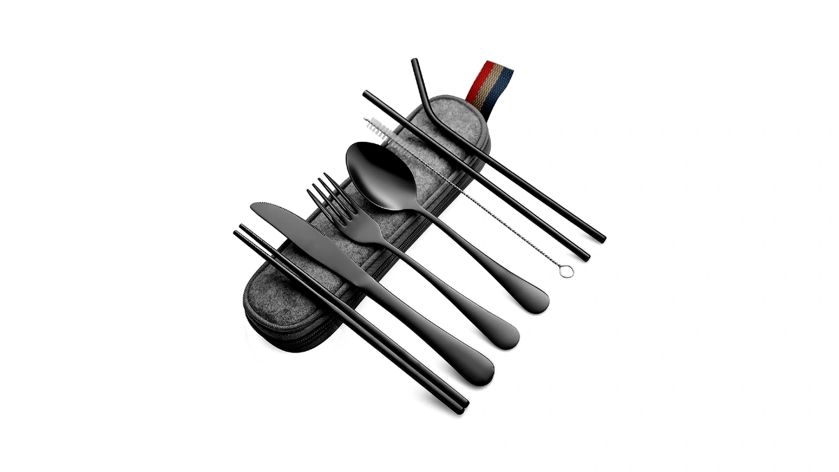 Devico Camping Utensils, Full-size Travel Silverware Set With Case For