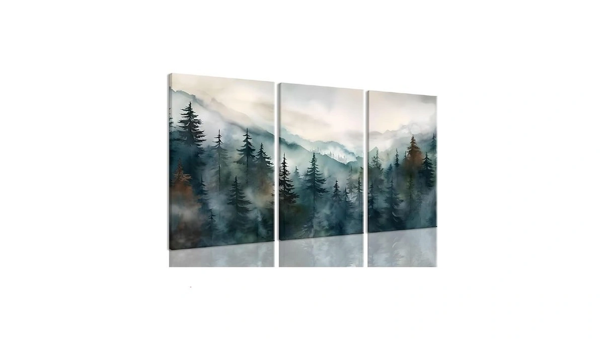 Bwodke Pine Forest Mountain Canvas Wall Art Set Of 3,