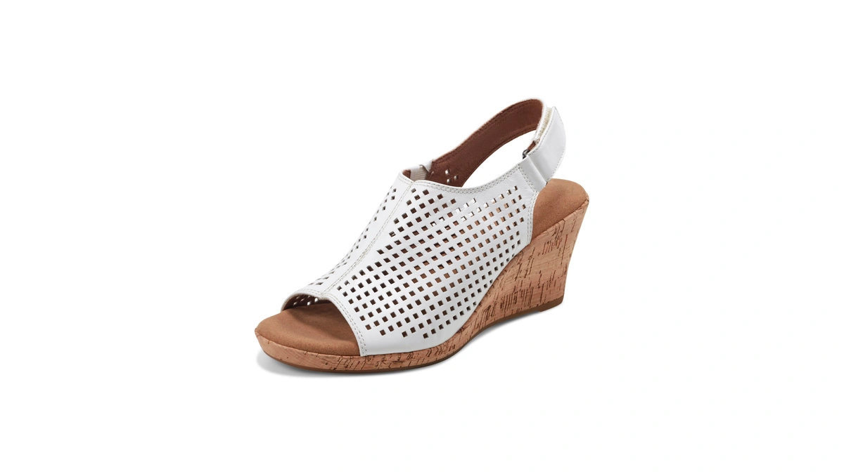 Rockport Women's Briah Perf Sling Sandal, White, 8 M Us