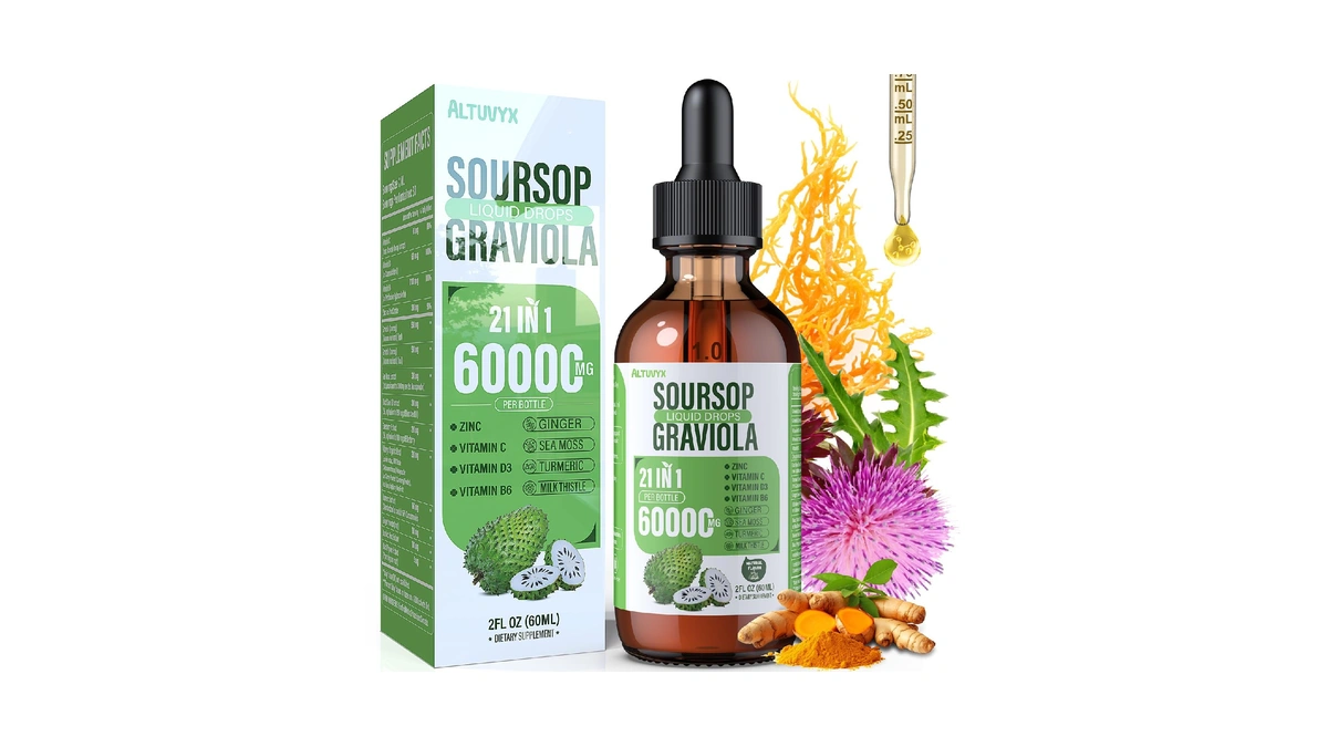 Soursop Graviola Liquid Drop Soursop Bitters Liquid, 2000mg Organic Soursop