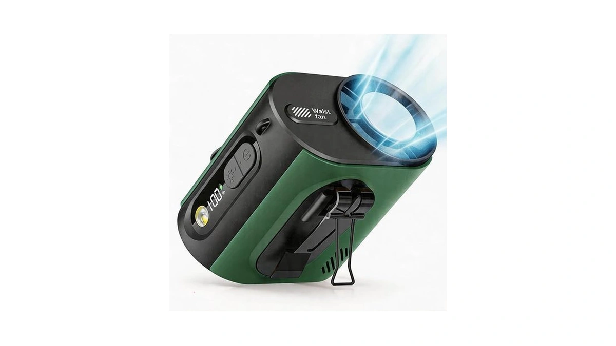Portable Wearable Waist Cooling Fan,with Ice Cooler & Flashlight,10000mah Rechargeable