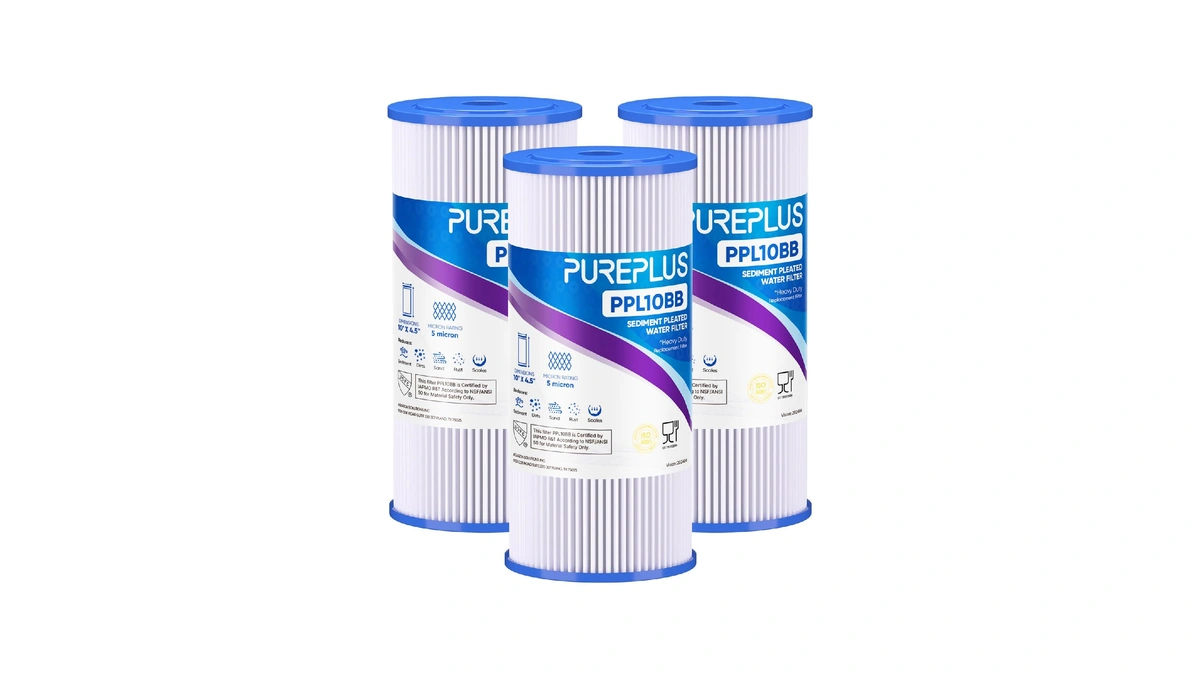 Pureplus 5 Micron 10" X 4.5" Whole House Pleated Sediment
