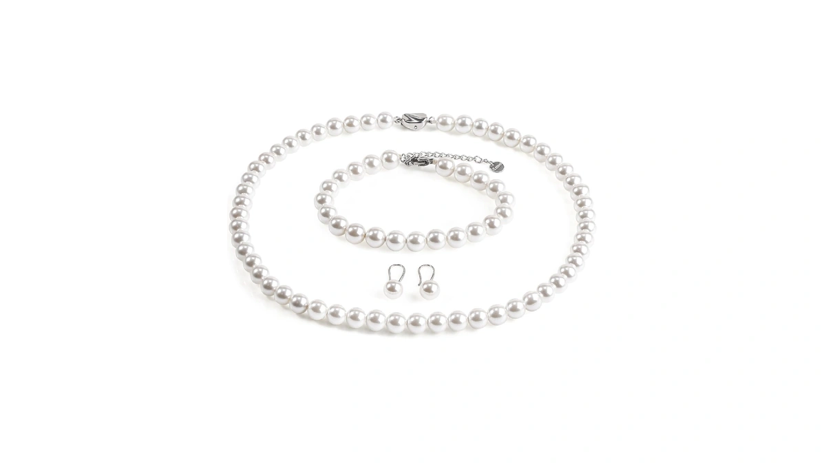 Aoovoo Pearl Necklace And Earring Set, 18 Inch Pearl Necklace