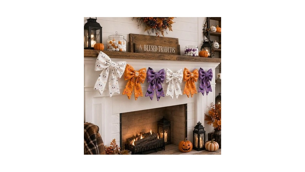 Halloween Decorations - Halloween Garland -6.5 Ft Cotton Bow Garland