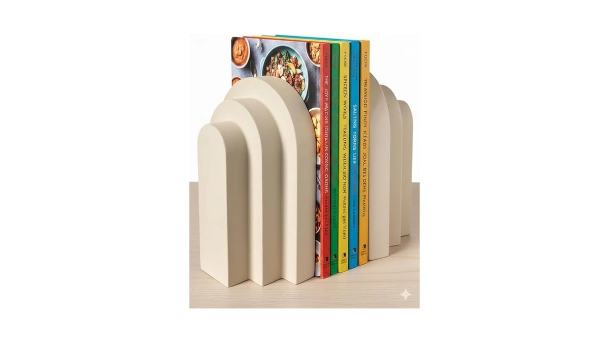 Concrete Bookends For Heavy Books, Decorative Modern Shelf Book Ends