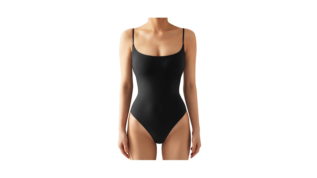 Suuksess Women Sexy Square Neck Thong Bodysuit Backless Sleeveless Cami
