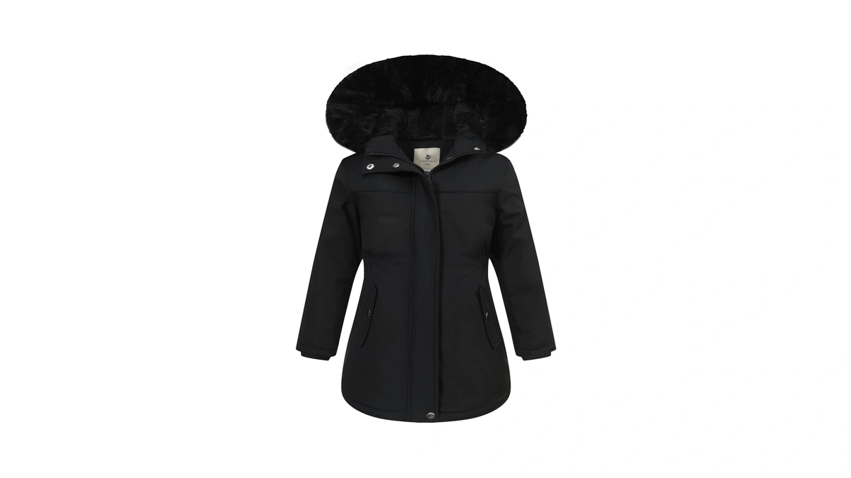 Cicvsoc Girl's Waterproof Winter Jacket, Fleece Lined Hooded Coat Parka