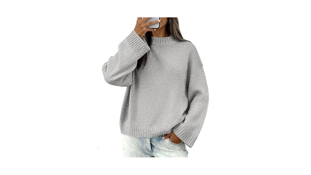 Btfbm Fall Sweaters For Women Crewneck Loose Winter Outfits,light Grey,l