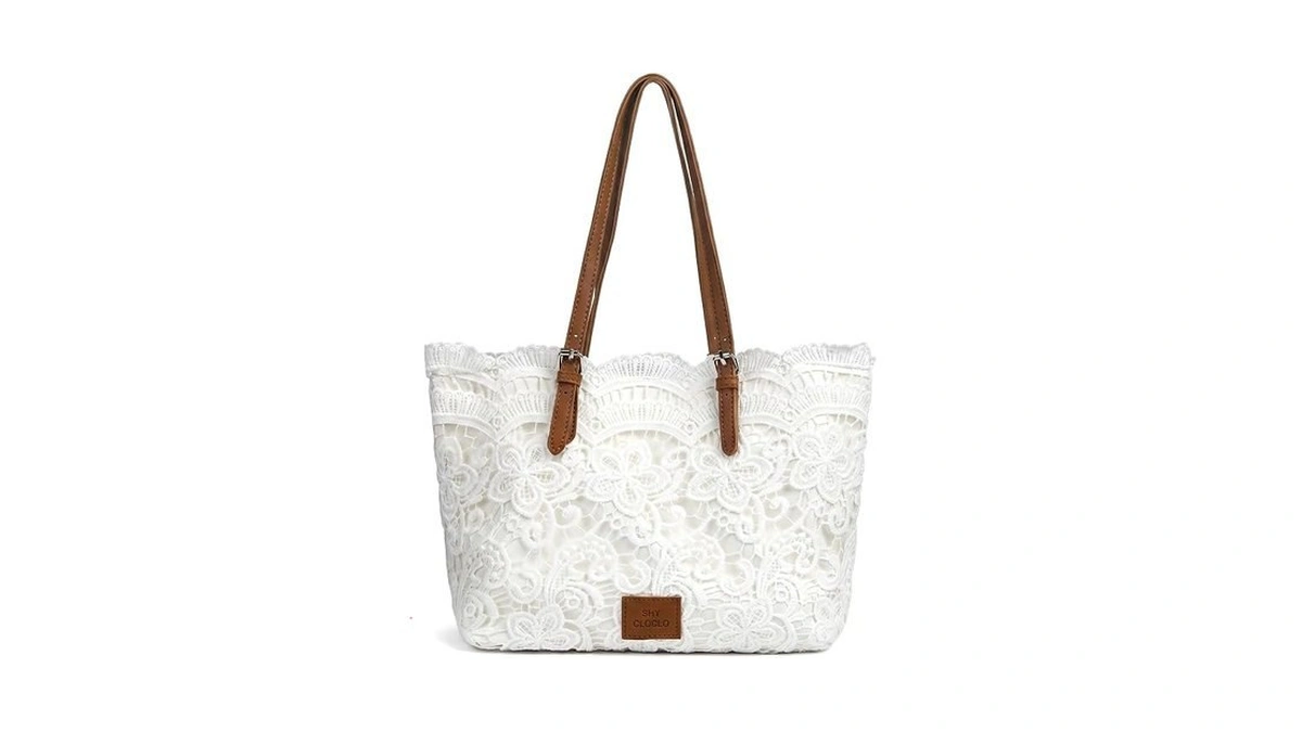 Lace Purse For Women, Boho Shoulder Handbag With Ribbon Detail