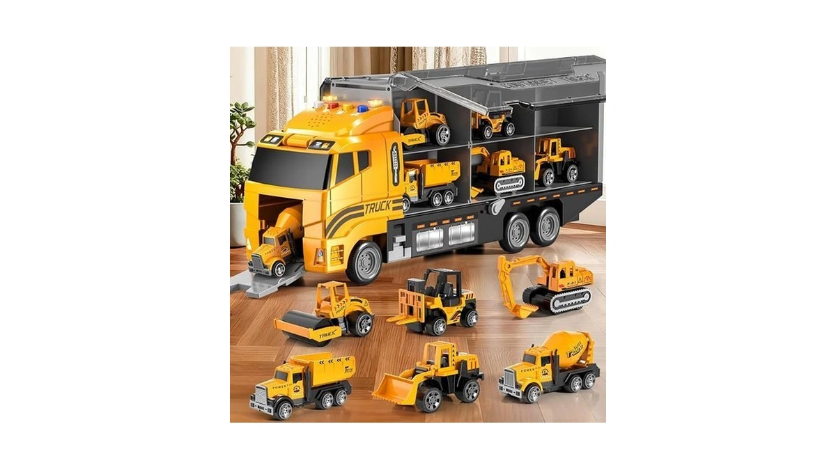 Toddler Boys Construction Truck Toy Set With Play Mat &