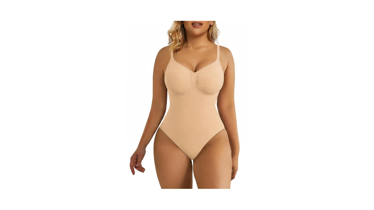 Shaperx Women's Tummy Control Shapewear Thong Bodysuit Seamless Waist Snatching