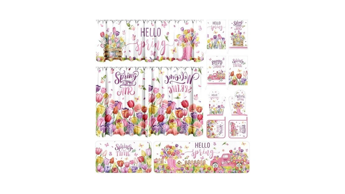 13 Pcs Hello Spring Kitchen Decor Set 3 Floral Kitchen