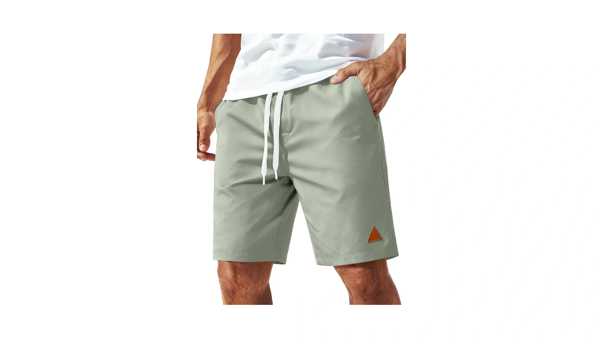 Coofandy Men's Chino Shorts Adjustable Drawstring Casual Shorts Classic Fit