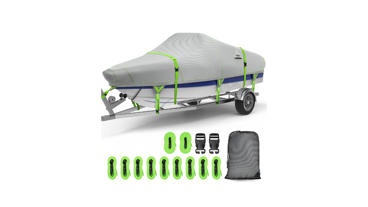 Uirway Waterproof Boat Covers 17-19 Ft, Heavy Duty 1200d Reinforced