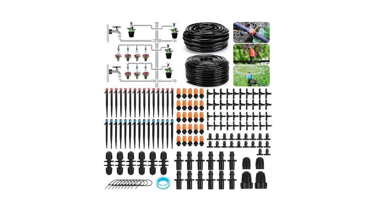 Gdlin 240ft Drip Irrigation System With With 1/2'' 1/4'' Tubing