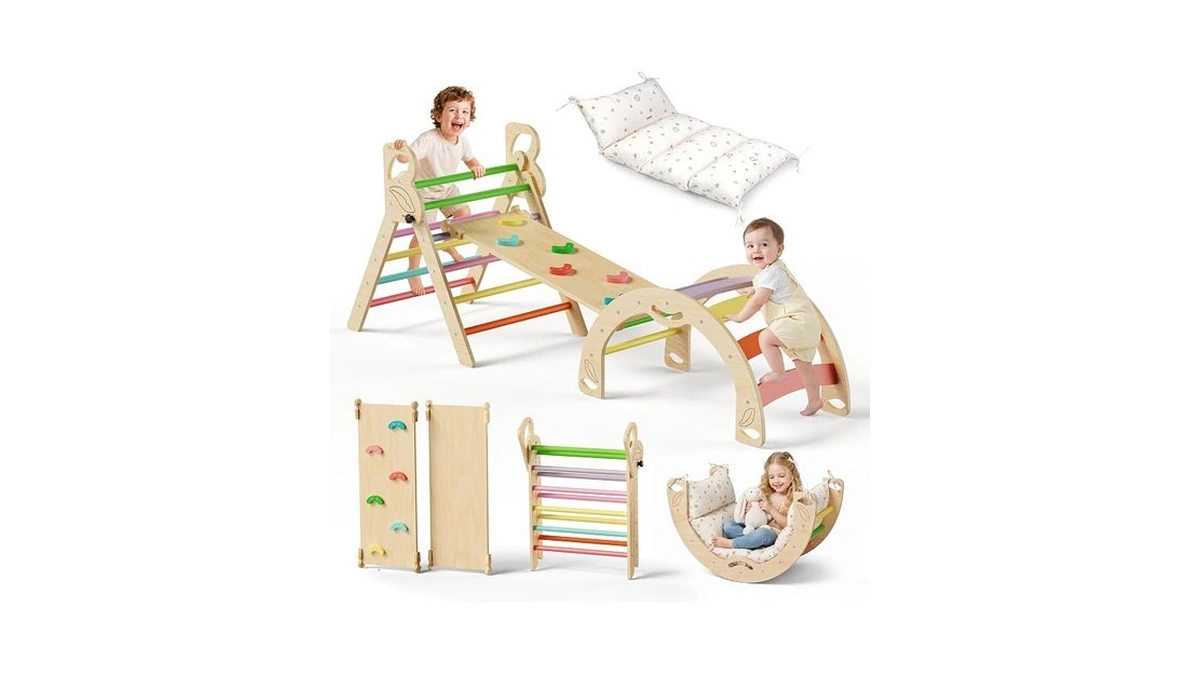 Bluewood Pikler Triangle Set, Indoor Pickler Toddler Climbing Toy, Ages