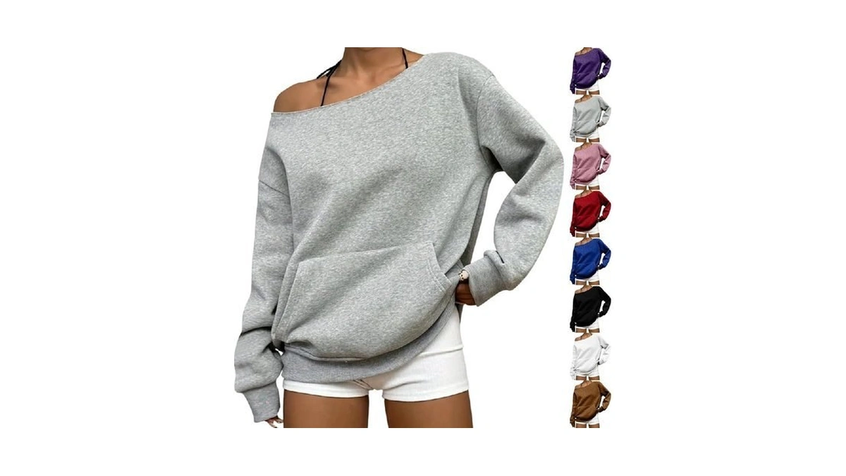 Off The Shoulder Sweater Y2k 2026 Fall Fashion Women Sweatshirt