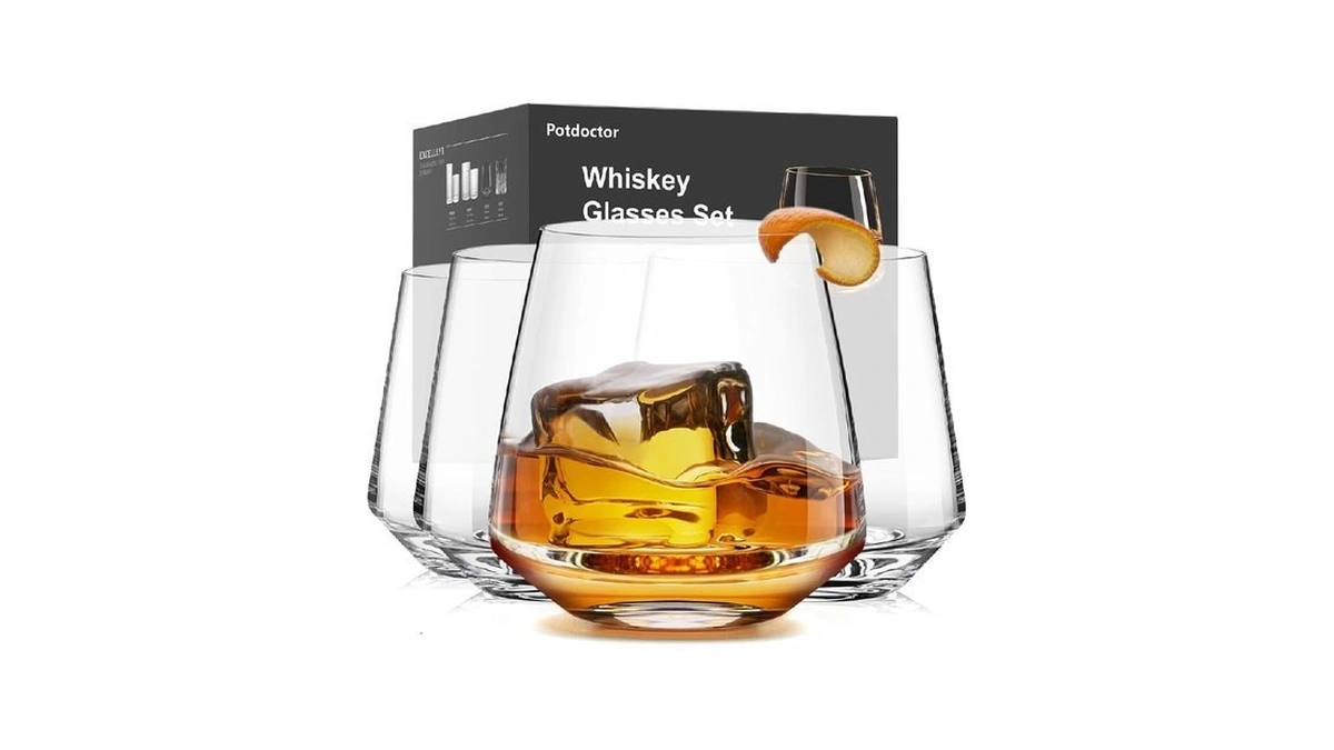 Whiskey Glasses Lead-free Crystal Old Fashioned Glass Clear Set Of