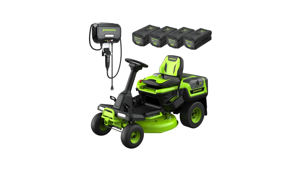 Greenworks 80v 30" Cordless Riding Lawn Tractor, (4) 6.0ah Batteries