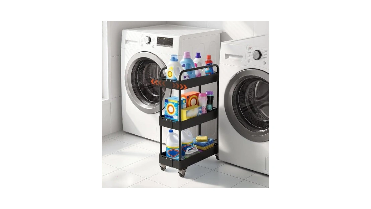 Hoteagle 3-tier Rolling Cart, Adjustable Width & High Adaptability