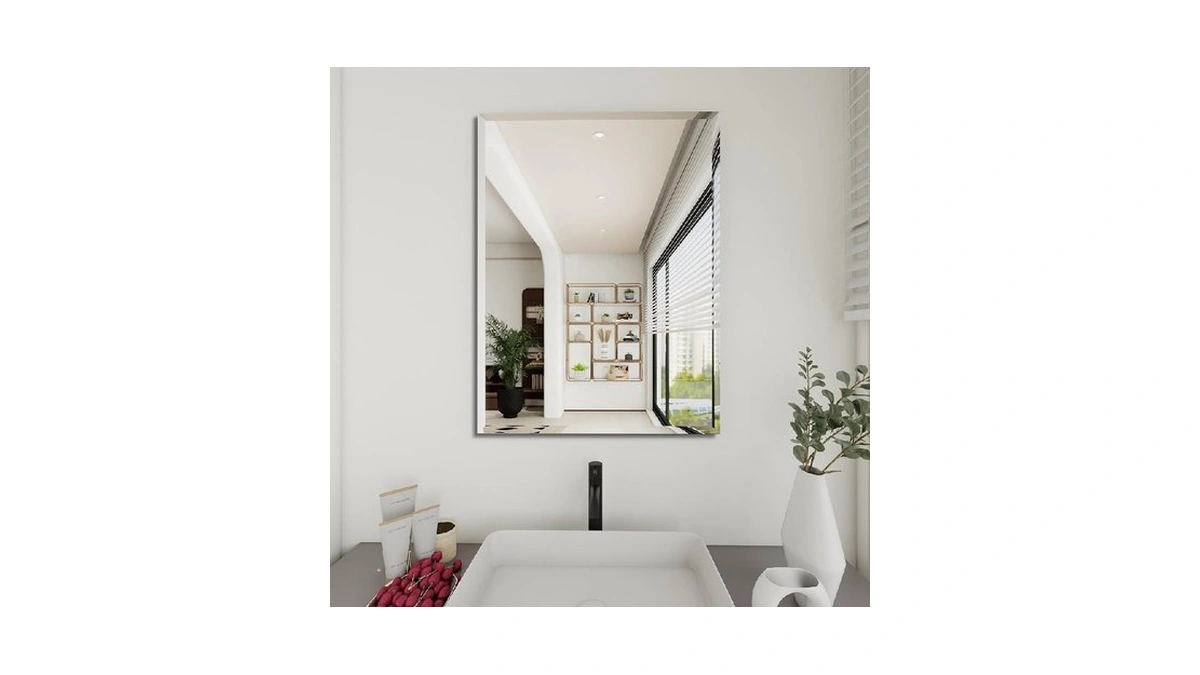 Yunshangge Rectangular Beveled Bathroom Mirrors, 16x24 Inch Beveled Bathroom Mirror，