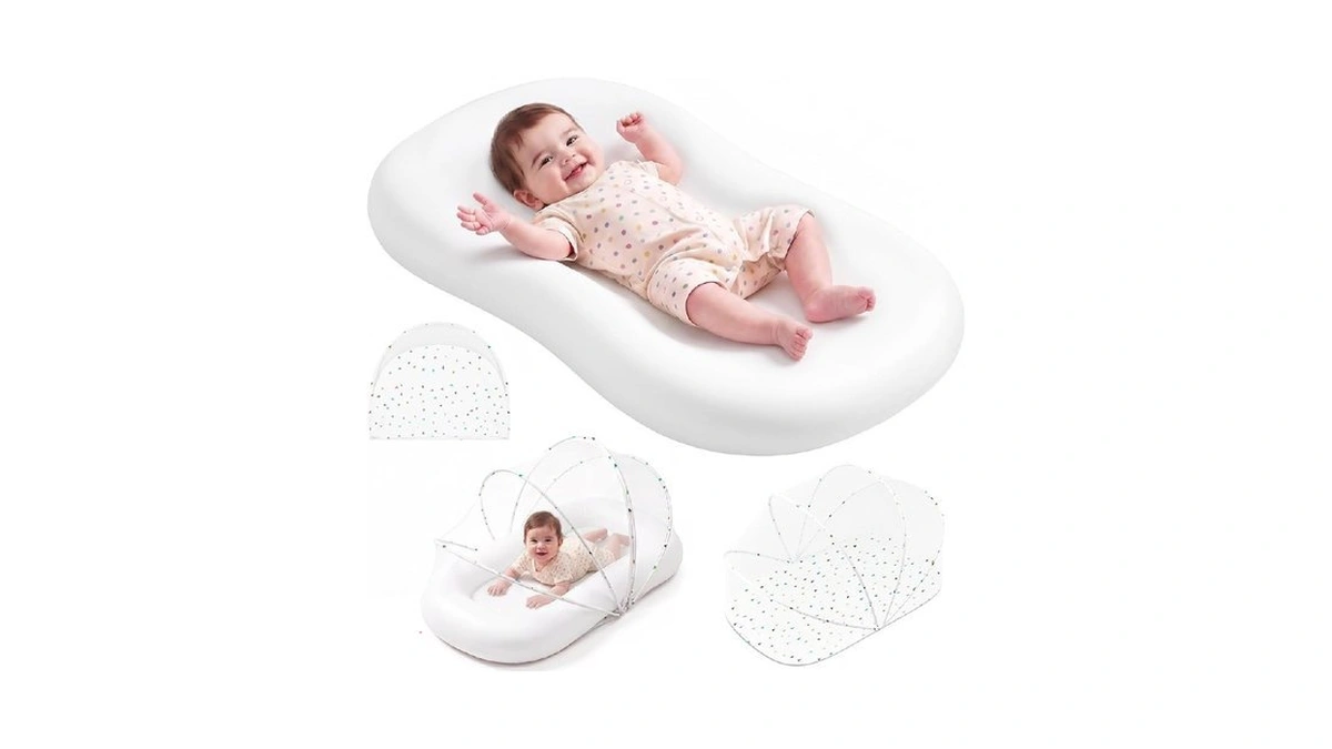 Umeija Baby Lounger With Net Cover, 360° Protective Infant Support