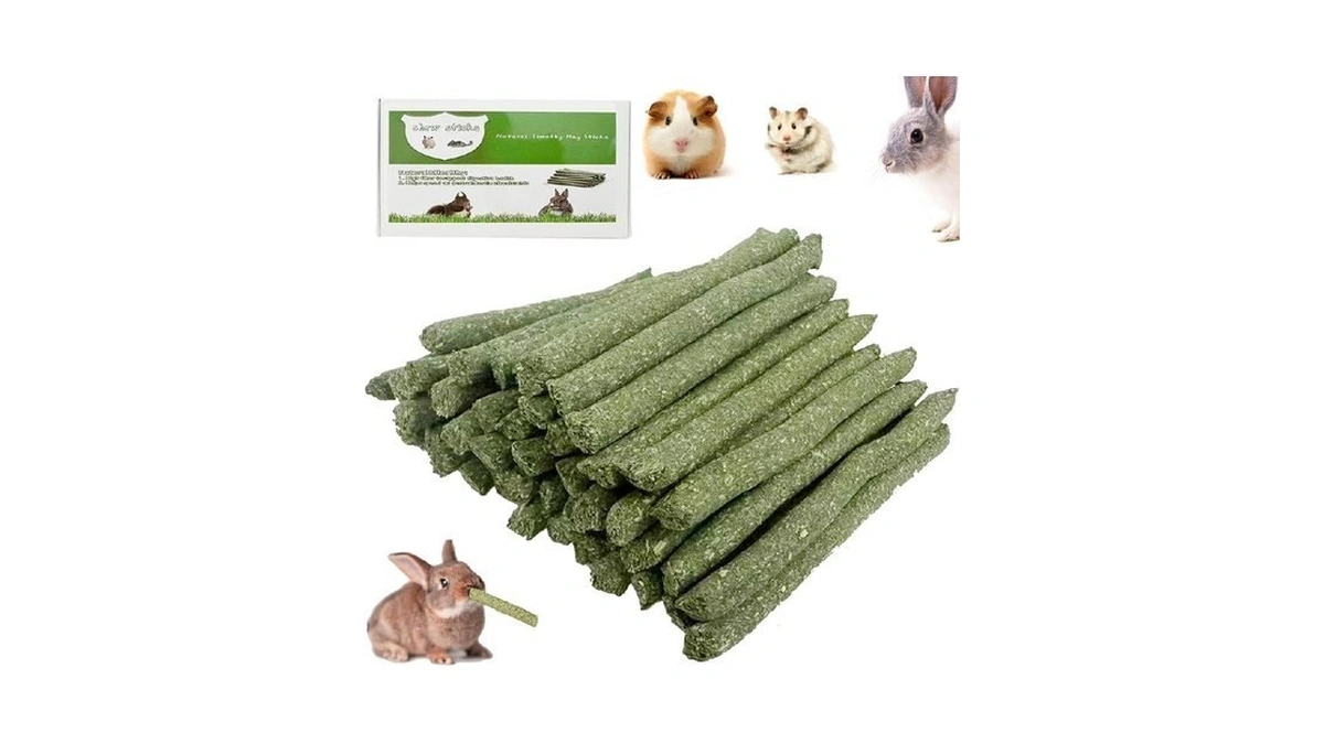Wxcrsaz 50pcs Natural Timothy Hay Sticks, Rabbit Chew Toys Molar
