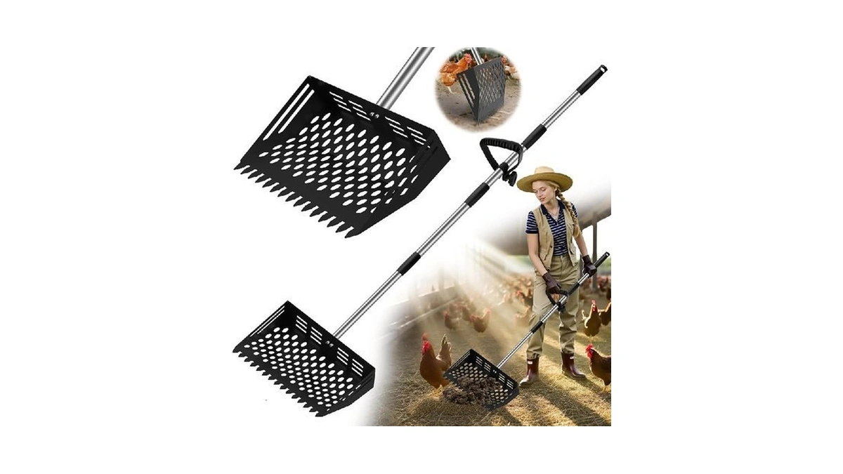 2 In 1 Chicken Poop Scooper & Rake, 12" Chicken
