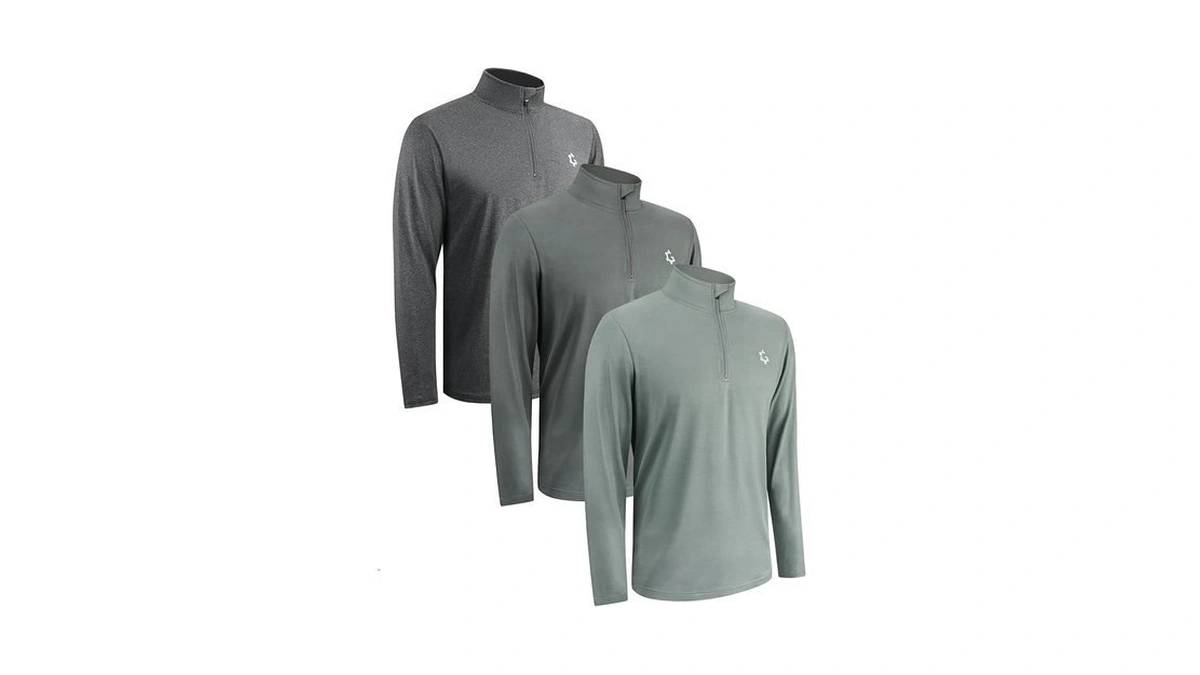 3pack Quarter Zip Pullover Men 1/4 Zipper Sweatshirts Dry- Fit