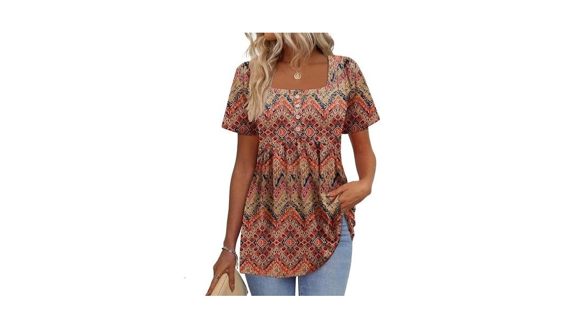 Vutru Womens Summer Tops Short Sleeve Babydoll Shirts Peplum Blouses