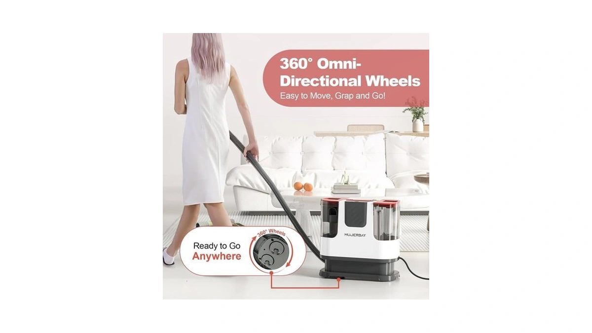 Upholstery Carpet Cleaner, Mujerbay 12kpa Portable Spot And Stain Cleaner,