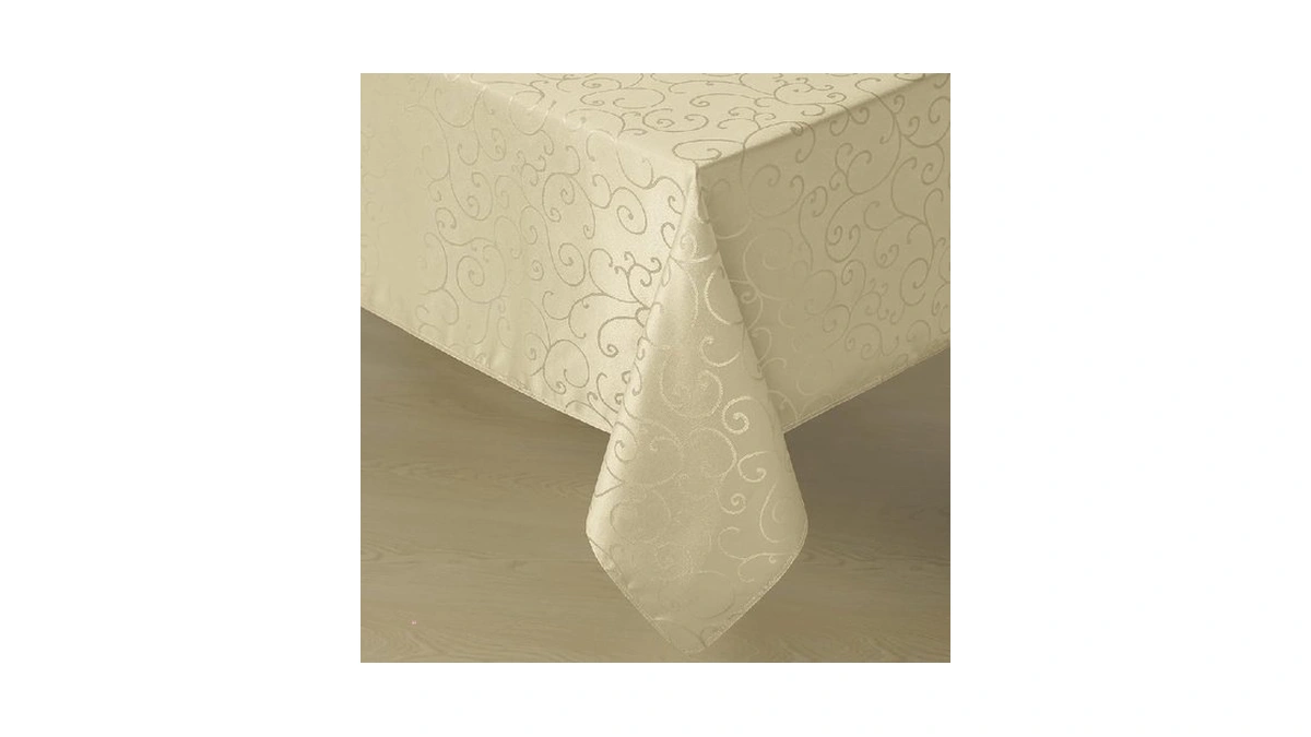 Romanstile Jacquard Rectangle Tablecloth, Waterproof Elegant Damask Curly Floral Pattern