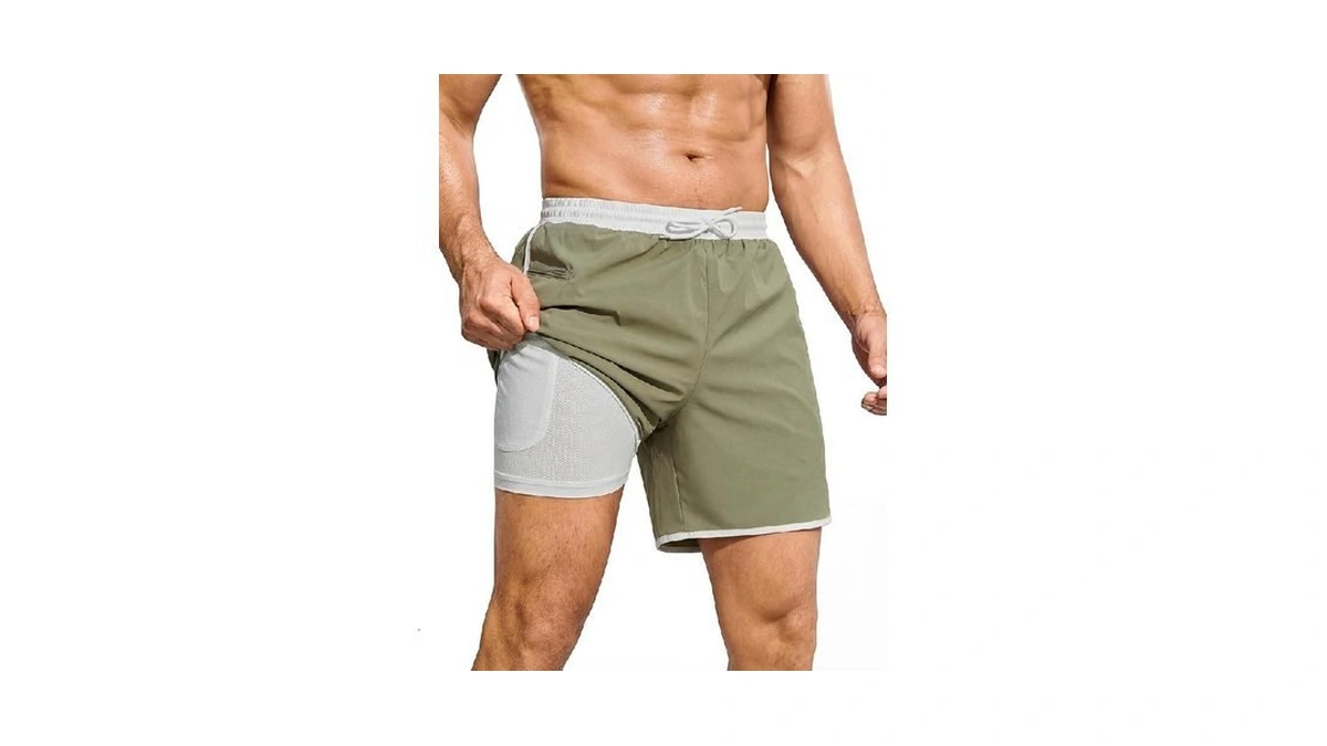 Incerun 5inch Mens Swimming Trunks With Compression Liner 2-in-1 Swim